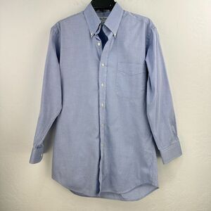 Paul Fredrick Dress Shirt Mens 15.5 Blue Cotton Button Down Long Sleeve Formal‎